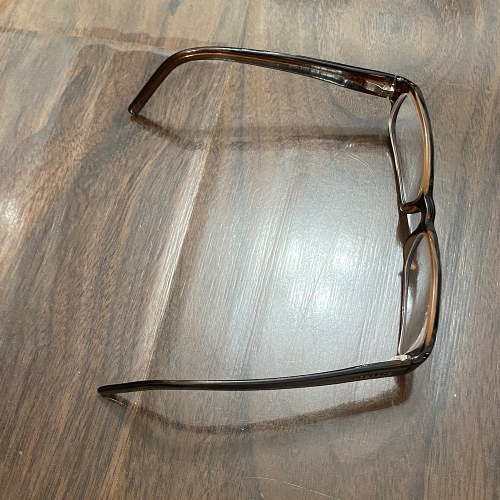 Versace Brown Gray Striped Rectangular Eyewear Gl… - image 4